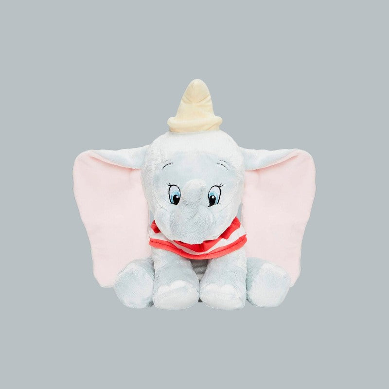 Magic Tour Club Disney Dumbo knuffel van 30 cm met grote oren, geel hoedje en rood-witte kraag van zachte pluche
