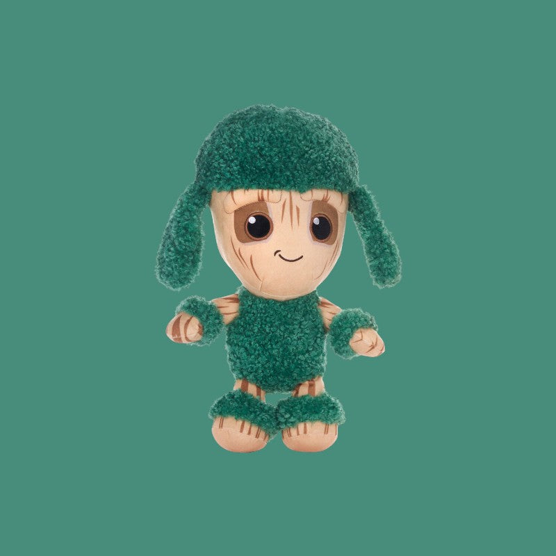 Magic Tour Club Marvel Groot knuffel van 30 cm verkleed als schaap met zachte groene vacht en houtlook details