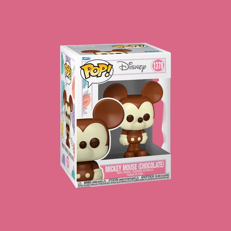 Magic Tour Club Funko POP Disney Mickey Mouse Chocolate editie in vensterdoos met bruin en wit vinyl ontwerp