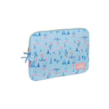 Magic Tour Club Frozen laptophoes voor 15,6 inch laptops in lichtblauw met Elsa, sneeuwvlokken en bloemenpatroon