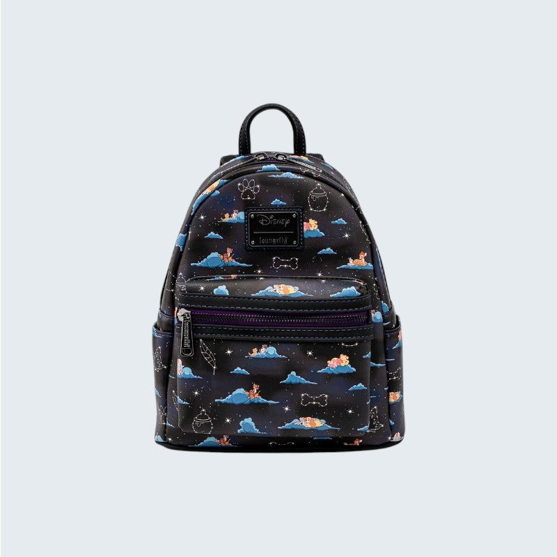 Magic Tour Club Loungefly Disney Classic Clouds rugzak in zwart kunstleer met Disney-personages op wolken en sterren
