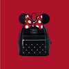 Magic Tour Club Loungefly Disney Minnie Mouse rugzak in zwart kunstleer met iconische rode strik en Mickey-patroon