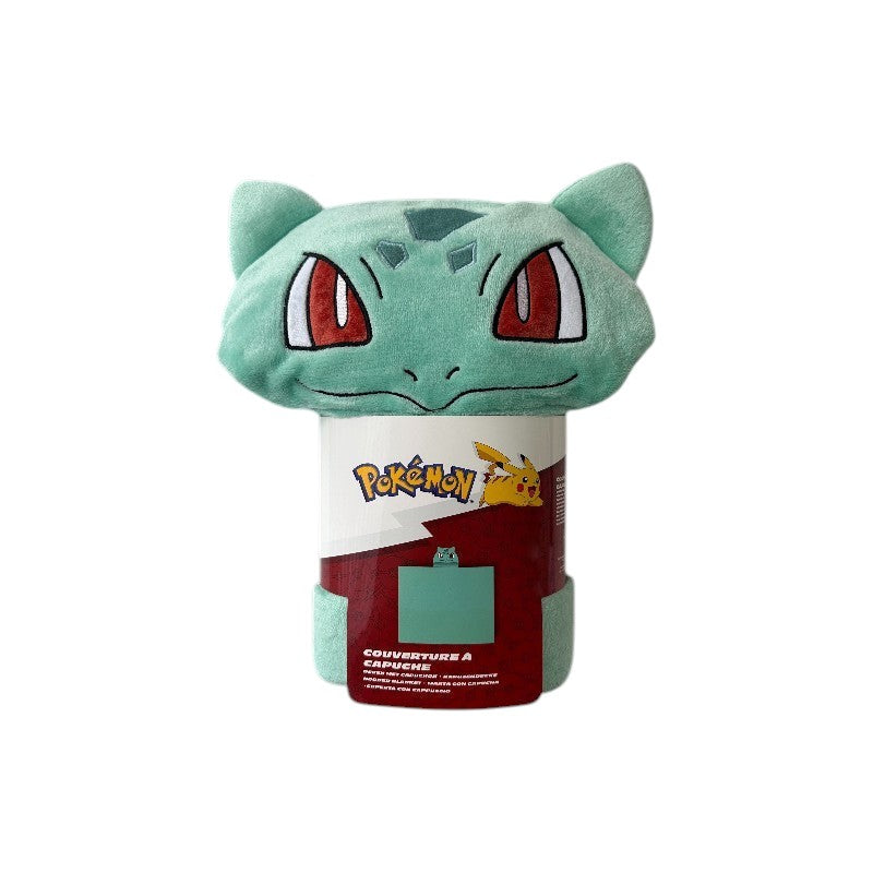 Magic Tour Club Pokemon Bulbasaur plaid met capuchon in zachte mintgroene pluche stof voor kinderen