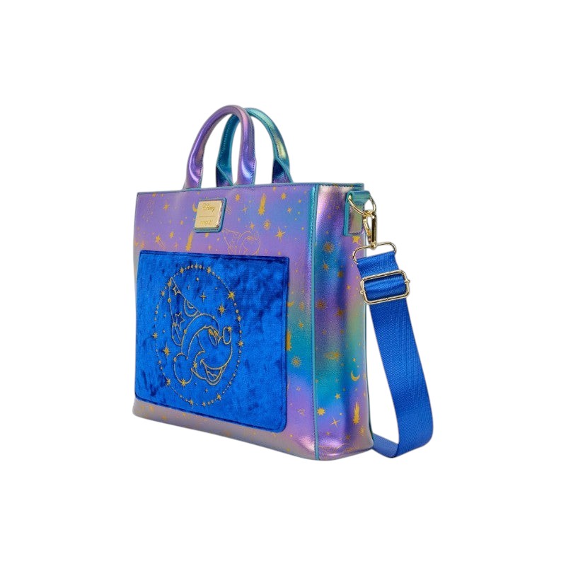Magic Tour Club Disney Loungefly Fantasia convertible rugzak met iriserende afwerking en blauw fluwelen Mickey Mouse