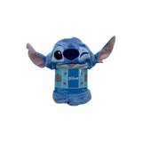 Magic Tour Club blauwe Disney Stitch plaid met capuchon, zachte fleece deken van 120x150 cm met Stitch gezicht