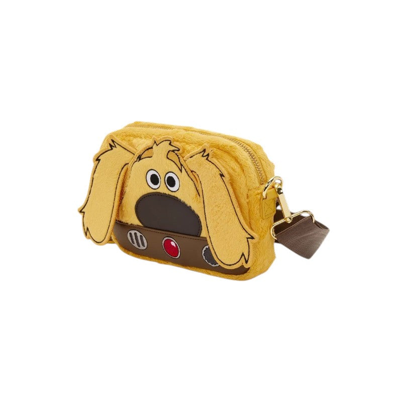 Magic Tour Club Loungefly UP Dug crossbody tas van zacht geel pluche met bruine halsband en verstelbare schouderband