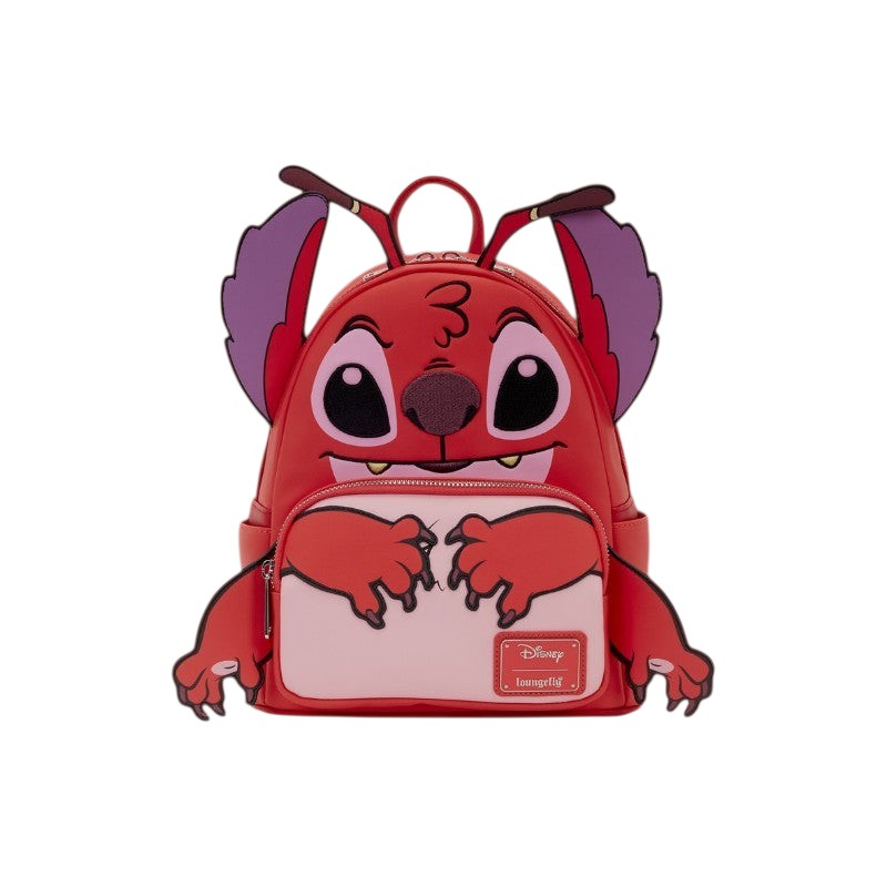 Magic Tour Club Disney Loungefly mini rugzak met Leroy Stitch cosplay ontwerp in rood met paarse accenten