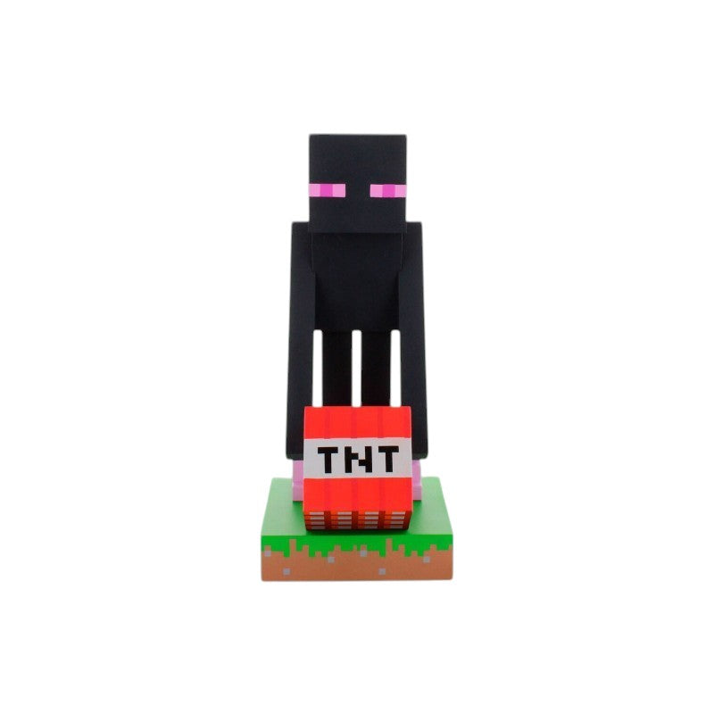 Magic Tour Club Minecraft Enderman Cable Guy figuur van 20cm met een TNT-blok op een grasblok voetstuk