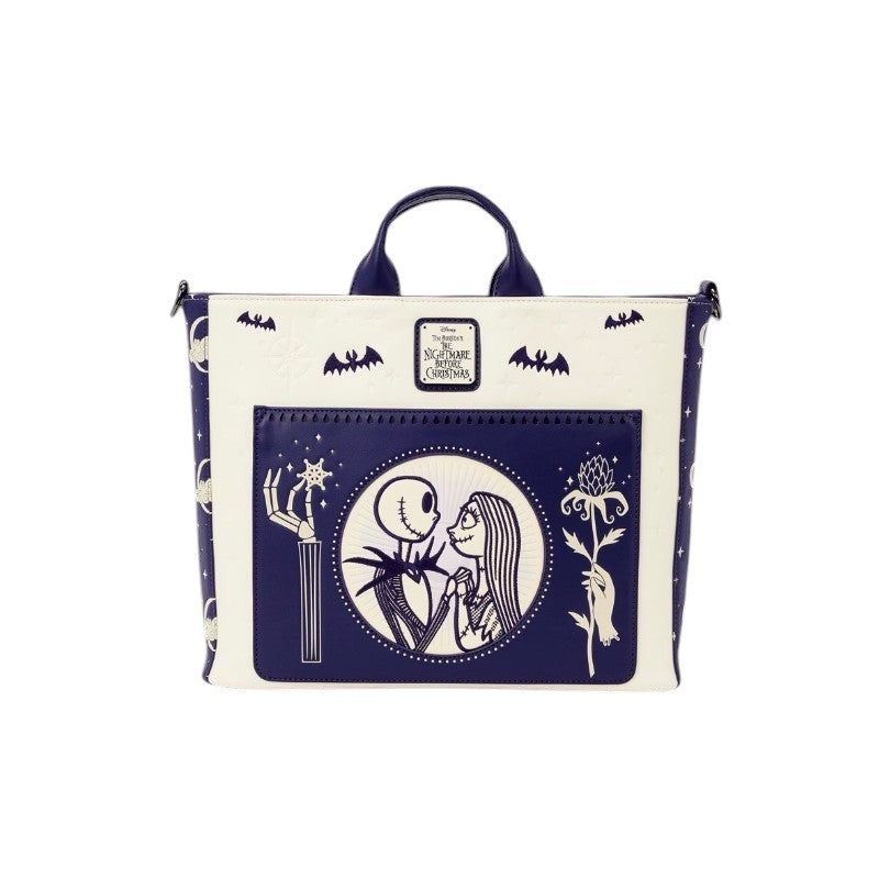 Magic Tour Club Nightmare Before Christmas tote tas met Jack Skellington en Sally print in wit en donkerblauw