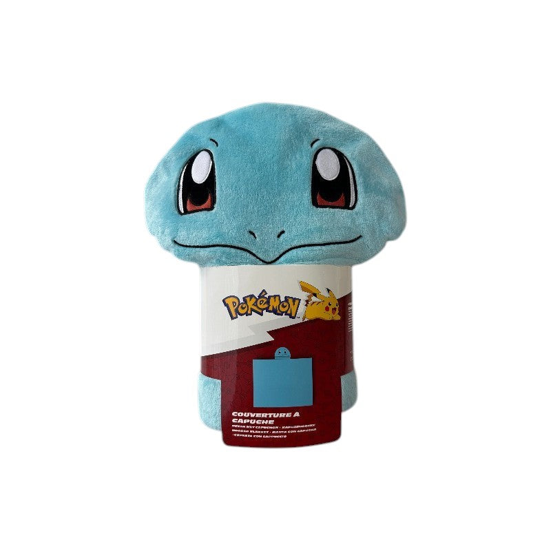 Magic Tour Club Pokémon Tortank plaid met capuchon in zacht blauw pluche materiaal, 120x150cm