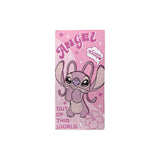 Magic Tour Club roze Disney Angel strandlaken met glitterdetails en de tekst Out of This World, 70x140 cm
