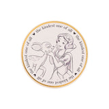 Magic Tour Club ronde onderzetter met een Disney Sneeuwwitje en Bambi lijntekening en de tekst the kindest one of all