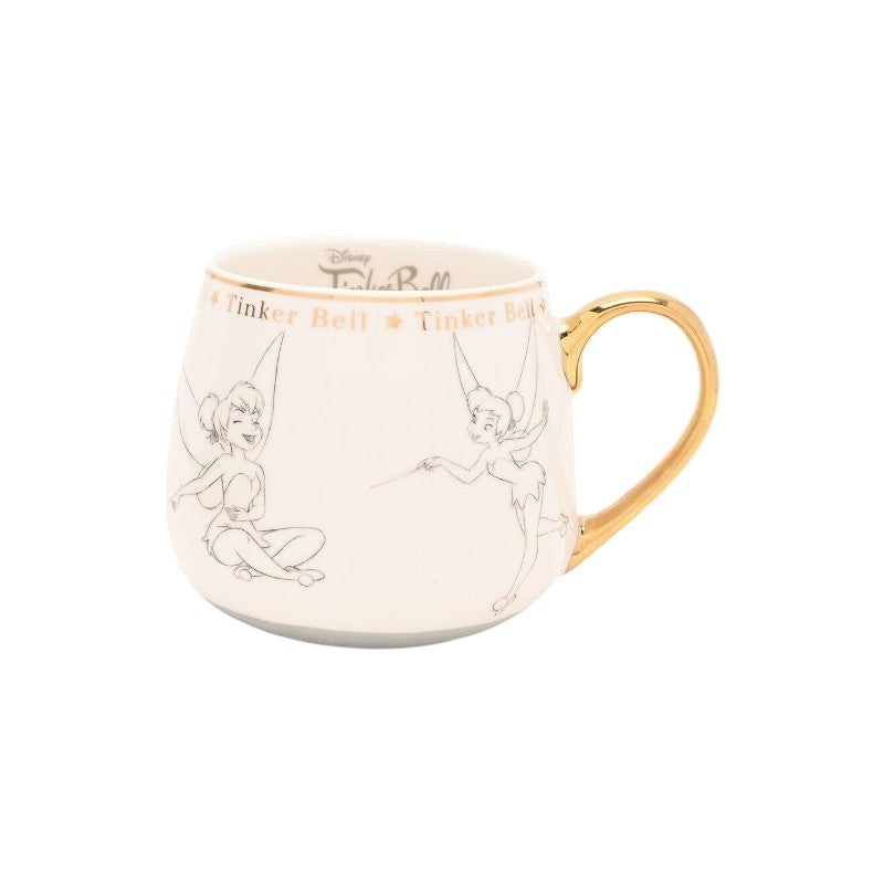 Magic Tour Club Disney Tinker Bell mok met gouden handvat en illustraties van het elfje op wit porselein