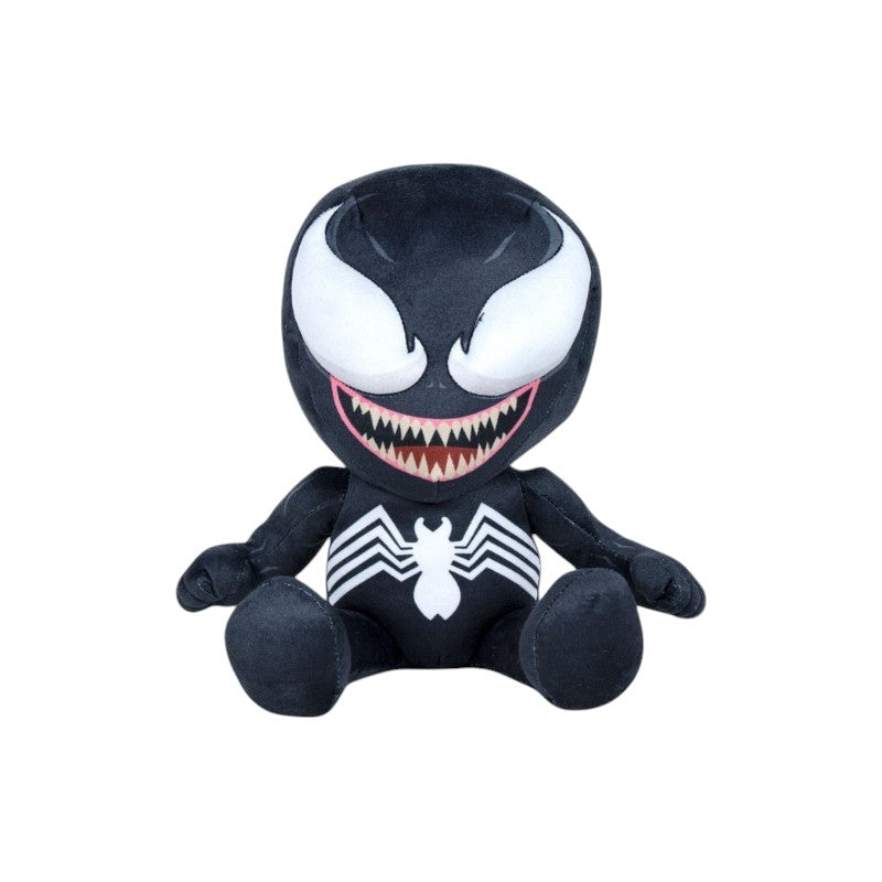 Magic Tour Club Marvel Venom pluche knuffel van 30 cm met iconische witte ogen en spinnenlogo op de borst