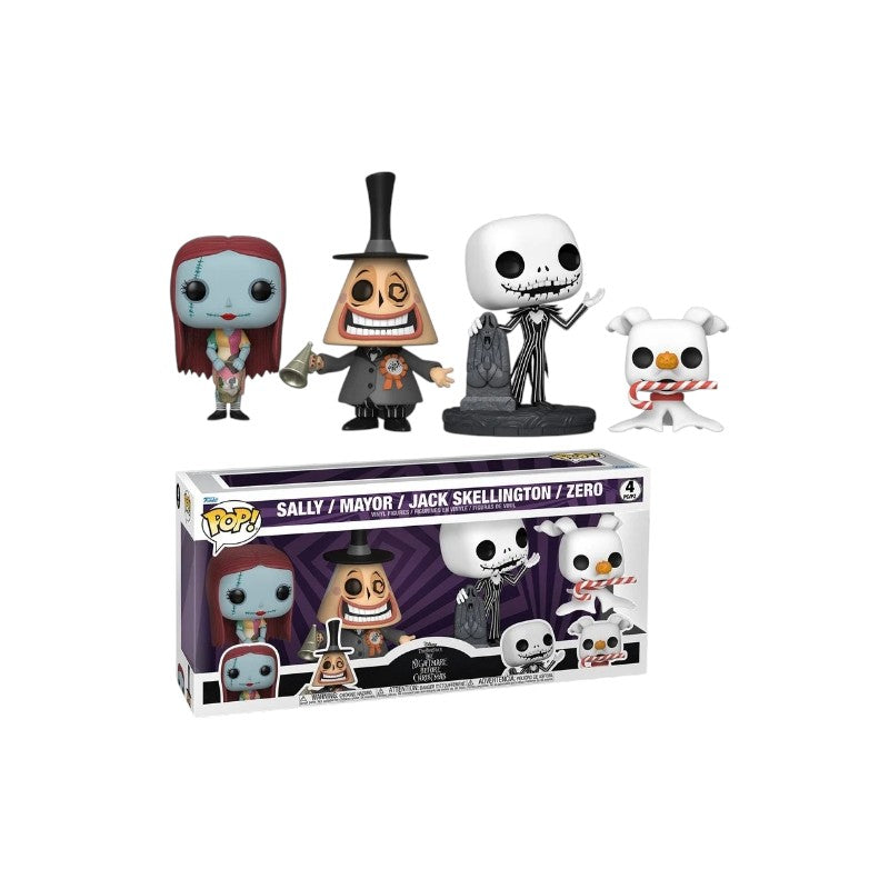 Magic Tour Club Funko Pop 4-pack met Jack Skellington, Sally, de burgemeester en Zero uit The Nightmare Before Christmas