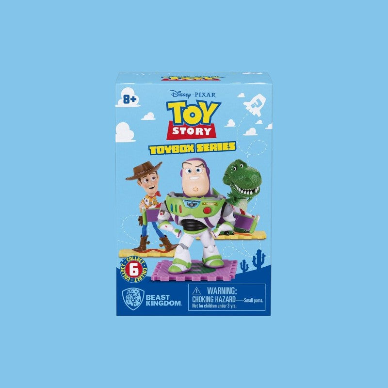 Magic Tour Club Disney Toy Story verrassingsfiguur uit de Toybox Series van Beast Kingdom in blauwe verpakking
