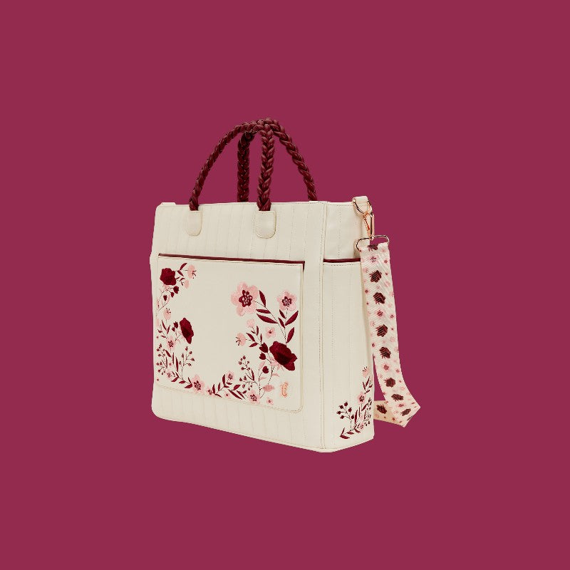 CREAM & RED - Floral - Convertible Tote Bag Loungefly