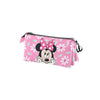 Magic Tour Club MINNIE Blooming roze etui met drie vakken en bloemenprint