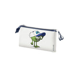 Magic Tour Club Monsters Inc. etui met Mike Wazowski afbeelding, wit etui met blauwe rits en Pixar logo
