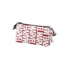 Magic Tour Club MARVEL etui met drie vakken in rood en wit met herhalend logo design voor school of kantoor