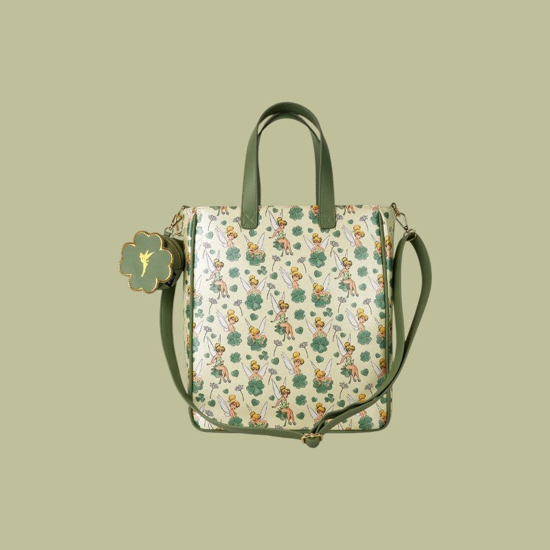 Disney Loungefly Sac A Main Tote Bag Tinker Bell 4-Leaf Clover Aop