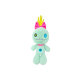 Magic Tour Club Scrump pluche pop van 44 cm met mintgroene stof, gele haren, roze strik en knoopogen