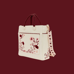 CREAM & RED - Floral - Convertible Tote Bag Loungefly
