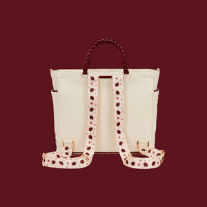 CREAM & RED - Floral - Convertible Tote Bag Loungefly