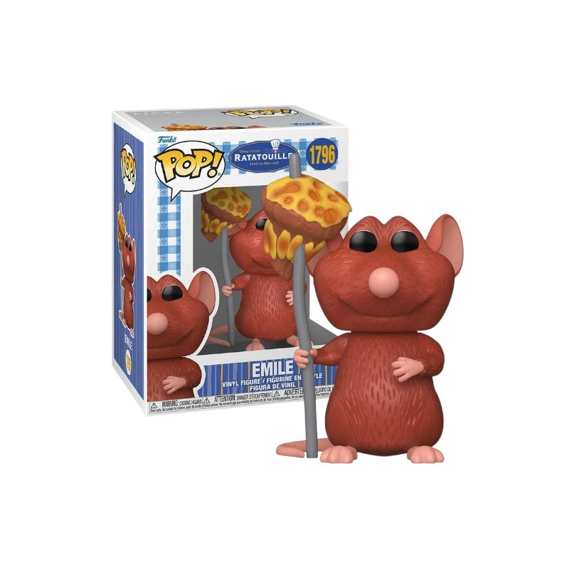 Magic Tour Club Funko Pop Emile figuur uit Ratatouille met een stukje kaas op een stokje in vensterdoos