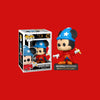 Magic Tour Club Funko POP Disney Archives Sorcerer Mickey figuur met blauwe puntmuts en rode mantel op displaystandaard