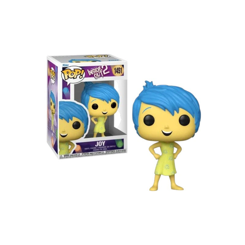 Magic Tour Club Disney Funko Pop figuur van Joy uit Inside Out 2 met blauw haar en gele jurk in vensterdoos