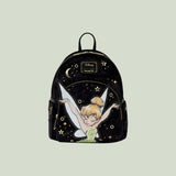 Magic Tour Club Loungefly Disney Tinker Bell rugzak van zwart fluweel met gouden sterren en maan accenten