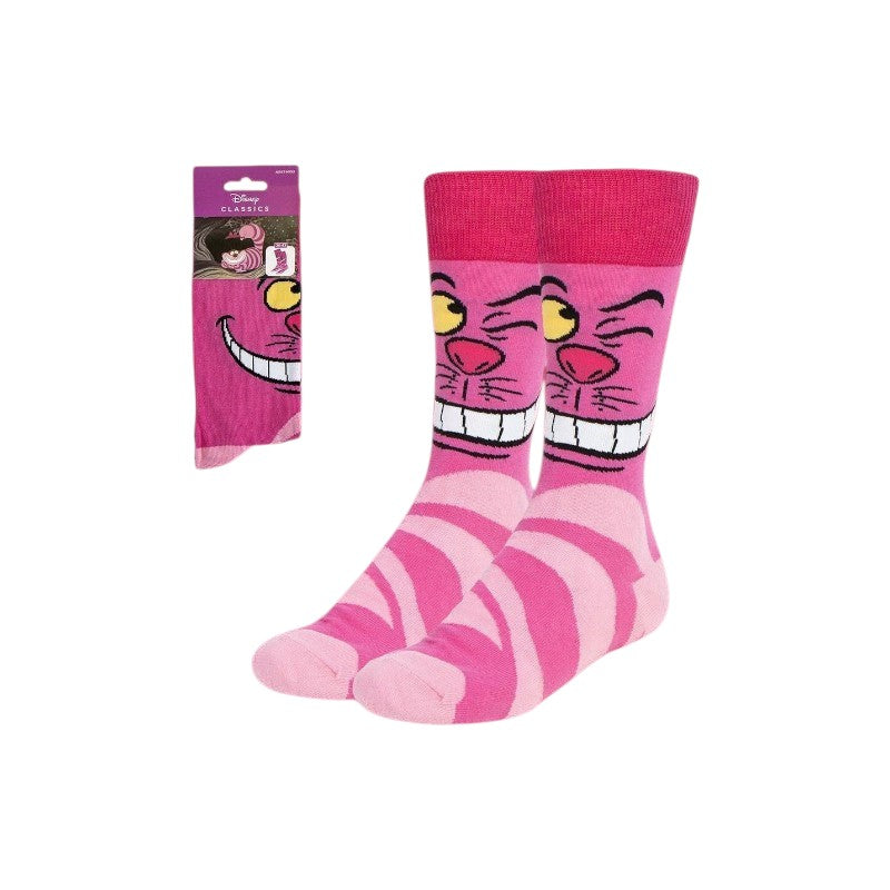 Magic Tour Club Disney Alice in Wonderland Cheshire Cat sokken voor volwassenen in roze met gestreept patroon