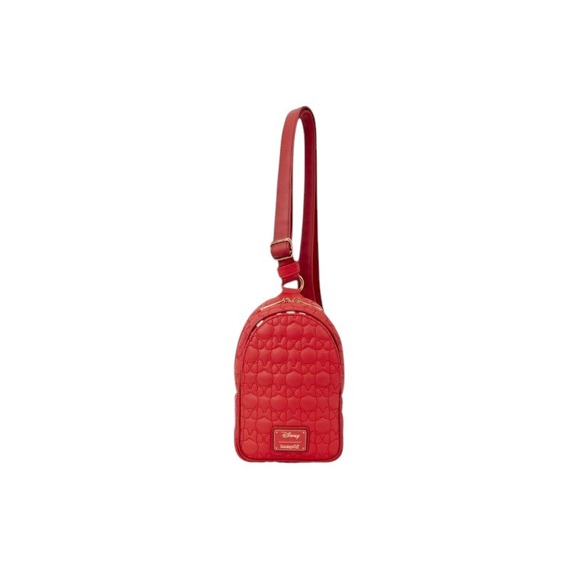 Magic Tour Club Disney Loungefly Minnie Mouse convertible tas in rood met doorgestikt patroon en gouden details
