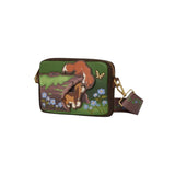 Magic Tour Club Disney Loungefly tas met Fox and the Hound print, groene crossbody tas met bloemen en personages