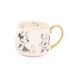 Magic Tour Club Disney Minnie mok van wit porselein met gouden oor en Minnie Mouse schetsen in zwart-wit