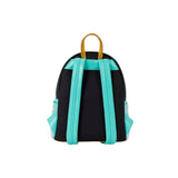 Achterkant van de Magic Tour Club Disney Loungefly Princess Jasmine mini rugzak met turquoise en zwarte details.