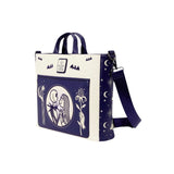 Magic Tour Club Loungefly tas met Jack Skellington en Sally print in wit en donkerblauw met sterren en vleermuizen