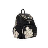 Magic Tour Club Loungefly Mickey & Friends rugzak in zwart gewatteerd kunstleer met crème schetsillustraties