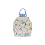 Magic Tour Club Disney Loungefly mini rugzak met Stitch, Angel en Leroy print op een beige achtergrond