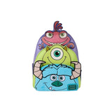 Magic Tour Club Loungefly mini rugzak met Mike, Sulley en Randall uit Monsters Inc. in kleurrijk kunstleer
