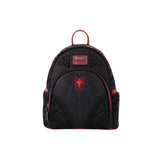 Magic Tour Club Spider-Man Loungefly mini rugzak in zwart met rood spinnenwebpatroon en Marvel logo