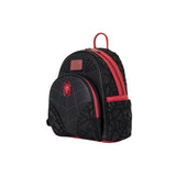 Magic Tour Club Spider-Man Loungefly mini rugzak in zwart met rood spinnenwebpatroon en 3D spinnenlogo