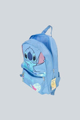 Magic Tour Club Disney Stitch rugzak 16 inch lichtblauw met voorvak en rits, ideaal voor school en reizen.