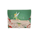 Magic Tour Club Disney Loungefly portemonnee met Tinkerbell, groen bladontwerp, strik en bloemenprint
